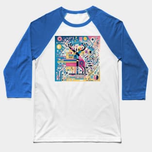 Geometric Art with Stag Pattern Baseball T-Shirt